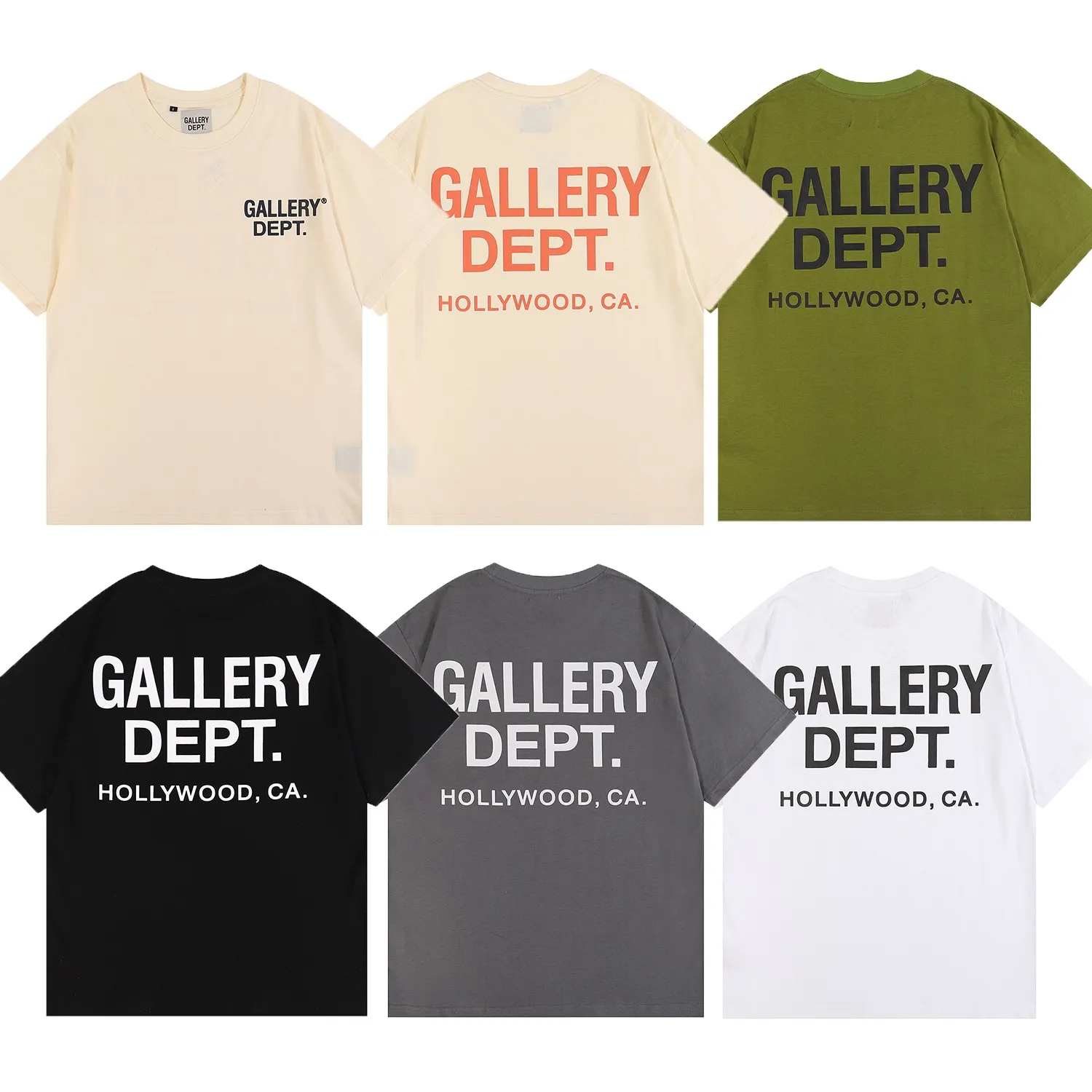 No. 6001, batch 96, GALLERY DEPT HOLLYWOOD, CA. Basic short sleeves. Selected 230g 32-count smooth double yarn fabric, fine workmanship and superb quality! The fit is loose and super comfortable to wear, and the size is 2 sizes larger than the normal domestic size. Color: black, white; Size: S M L
